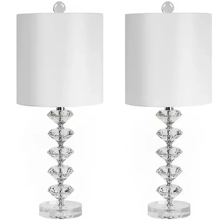 Kirklands Home Table Lamps|Clear Crystal Spindle Table Lamps, Set of 2 White
