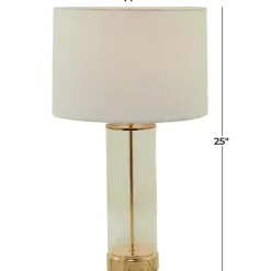 Kirklands Home Table Lamps|Clear Glass and Gold Stem Table Lamp White