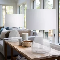 Kirklands Home Table Lamps|Clear Glass Tapered Table Lamps, Set of 2 White