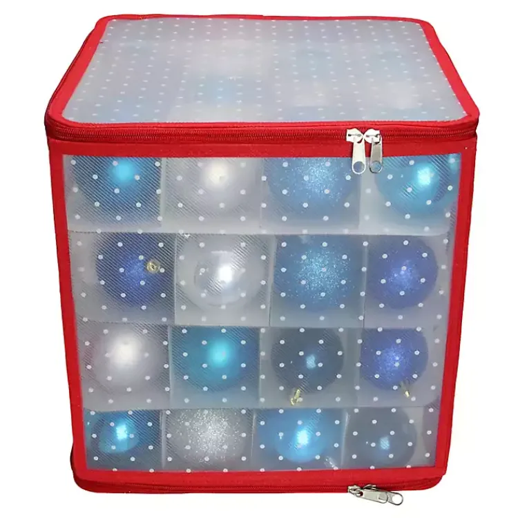 Clearance Clear Polka Dot Zip 64-pc. Ornament Storage Box Seasonal Storage
