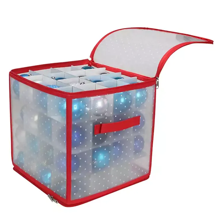 Clearance Clear Polka Dot Zip 64-pc. Ornament Storage Box Seasonal Storage