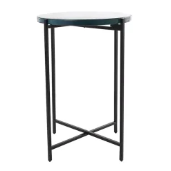 Kirklands Home Accent & End Tables|Clear Textured Glass & Black Iron Accent Table