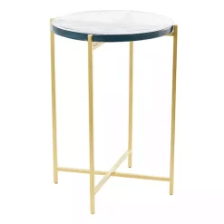 Kirklands Home Accent & End Tables|Clear Textured Glass & Gold Iron Accent Table