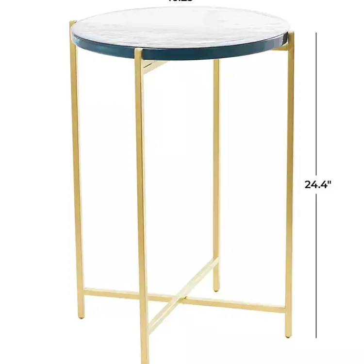 Kirklands Home Accent & End Tables|Clear Textured Glass & Gold Iron Accent Table