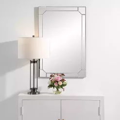 Kirklands Home Decorative Mirrors|Clipped Corners Frameless Beveled Wall Mirror