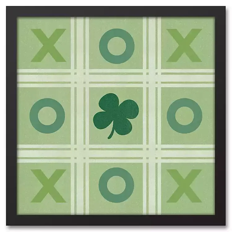 Discount Clover Tic Tac Toe Framed Canvas Art Print St Patricks Day Decorations