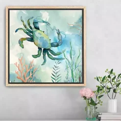 Kirklands Home Canvas Art|Coastal Bay Crab Framed Canvas Art Print