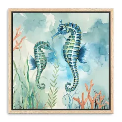 Kirklands Home Canvas Art|Coastal Bay Seahorses Framed Canvas Art Print