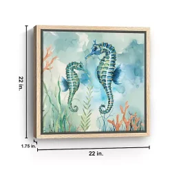 Kirklands Home Canvas Art|Coastal Bay Seahorses Framed Canvas Art Print