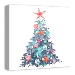 New Coastal Christmas Tree Canvas Art Print Christmas Art & Wall Decor