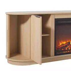 Kirklands Home Tv Stands & Media Consoles|Coastal Oak Reeded Fireplace Media Cabinet Tan