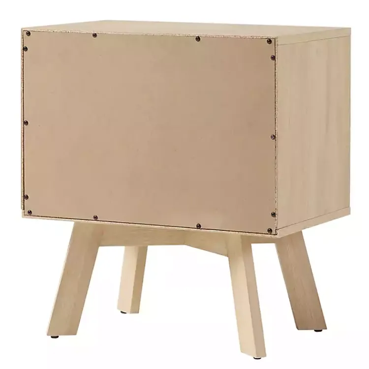 Kirklands Home Nightstands|Coastal Oak Wood Mid-century Modern Nightsd Tan