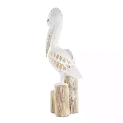 Discount Coastal Pelican Wood Statue Statues & Figurines