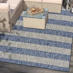 Kirklands Home Outdoor Rugs|Coastal Stripes Indoor/Outdoor Area Rug, 5x7