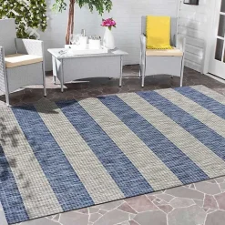 Kirklands Home Outdoor Rugs|Coastal Stripes Outdoor Area Rug, 7x9