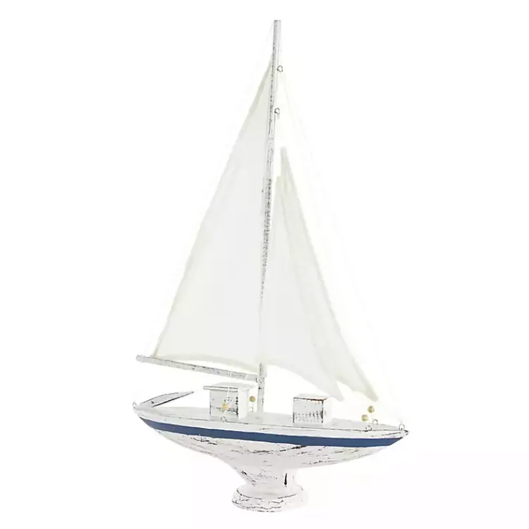 Sale Coastal White and Blue Sailboat Statue Statues & Figurines