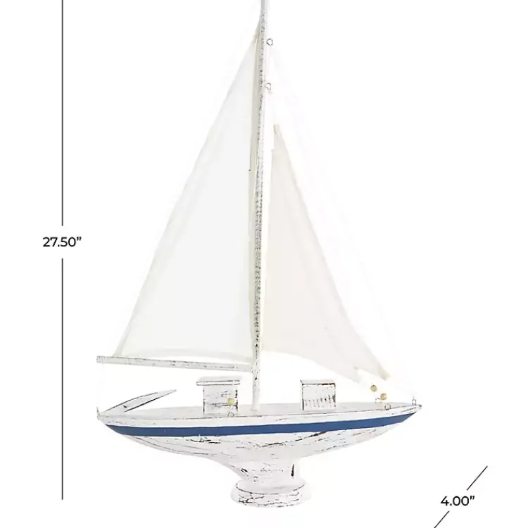 Sale Coastal White and Blue Sailboat Statue Statues & Figurines