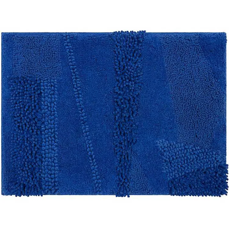 Kirklands Home Bathroom Rugs|Cobalt Asymmetrical Cotton Bath Mat Blue