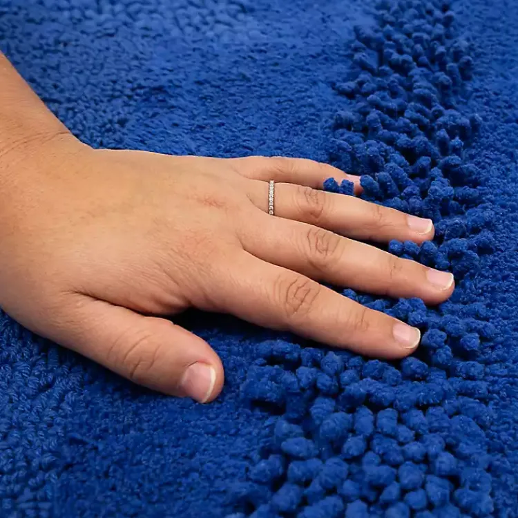 Kirklands Home Bathroom Rugs|Cobalt Asymmetrical Cotton Bath Mat Blue