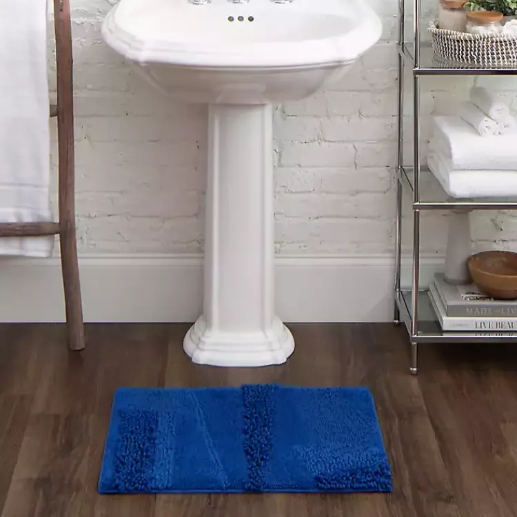 Kirklands Home Bathroom Rugs|Cobalt Asymmetrical Cotton Bath Mat Blue