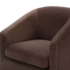 Kirklands Home Accent Chairs|Coco Velvet Swivel Barrel Accent Chair Brown