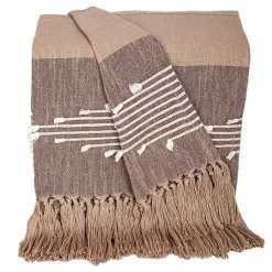 New Coffee Slub Striped Tassel Throw Blankets & Throws