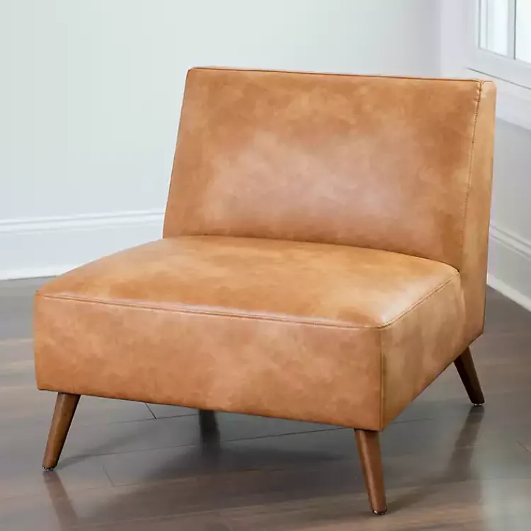 Kirklands Home Accent Chairs|Cognac Faux Leather Accent Chair Tan