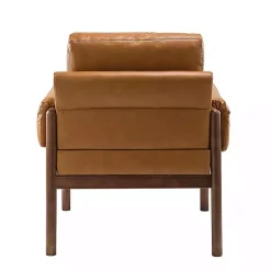 Kirklands Home Accent Chairs|Cognac Faux Leather and Wood Accent Chair Tan