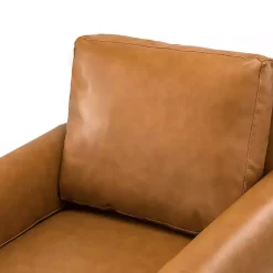 Kirklands Home Accent Chairs|Cognac Faux Leather and Wood Accent Chair Tan