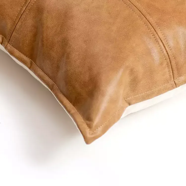 Sale Cognac Faux Leather Lumbar Pillow Pillows