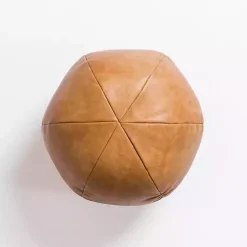 Hot Cognac Faux Leather Sphere Pillow Pillows