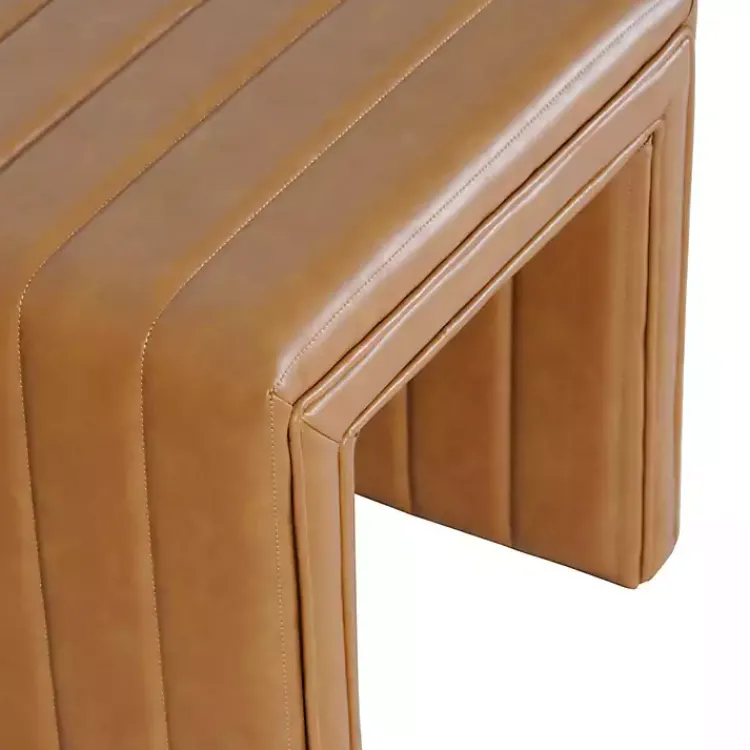 Kirklands Home Benches & Ottomans|Cognac Leather Arch Ottoman Brown