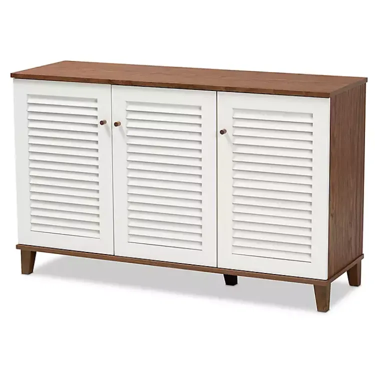 Kirklands Home Entryway Furniture|Collier Two-Tone 3-Door Shoe Storage Cabinet