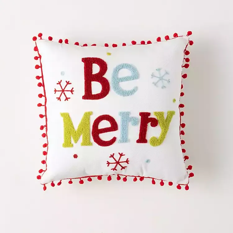 Clearance Colorful Be Merry Christmas Pillow Christmas Pillows
