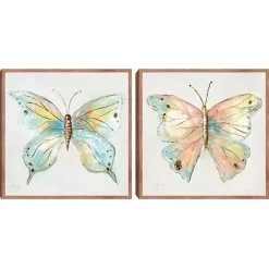 Kirklands Home Canvas Art|Colorful Butterfly Framed Canvas Prints, Set of 2 Multi