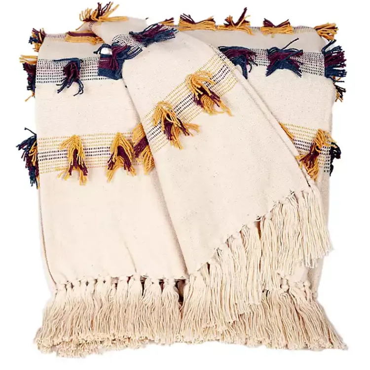 Colorful Fringe Stripe Throw Blankets & Throws