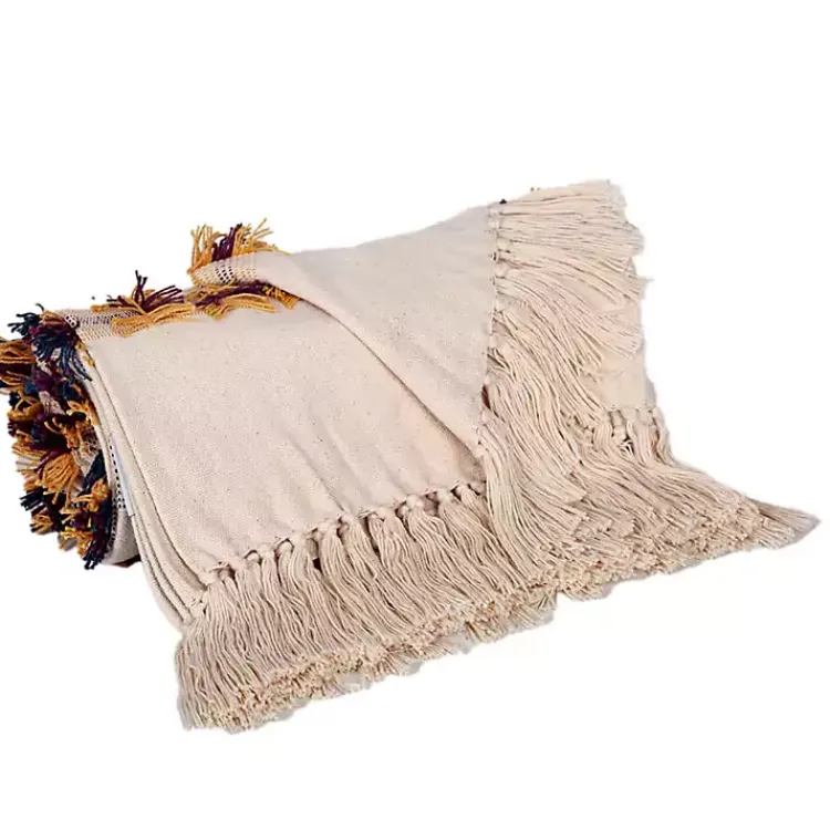 Colorful Fringe Stripe Throw Blankets & Throws