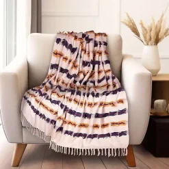 Colorful Fringe Stripe Throw Blankets & Throws