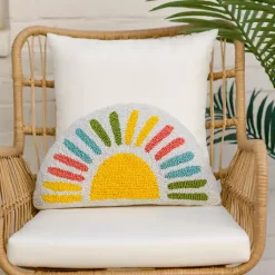 Kirklands Home Outdoor Cushions & Pillows|Colorful Half-Sun Shaped Outdoor Pillow