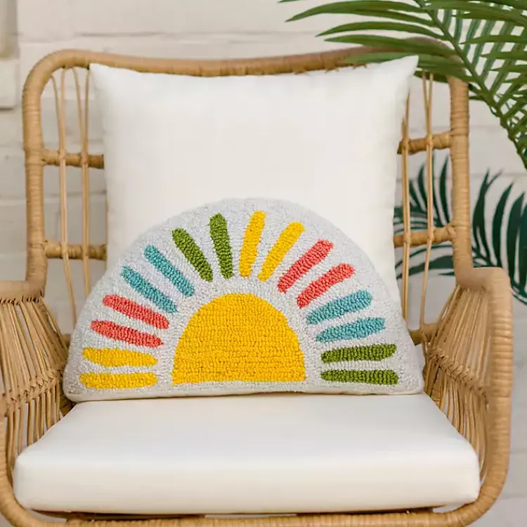 Kirklands Home Outdoor Cushions & Pillows|Colorful Half-Sun Shaped Outdoor Pillow