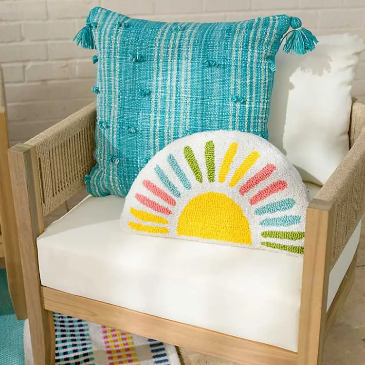 Kirklands Home Outdoor Cushions & Pillows|Colorful Half-Sun Shaped Outdoor Pillow