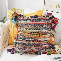 Online Colorful Striped Shabby Chic Throw Pillow Pillows