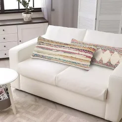 Hot Colorful Stripes Textured Handwoven Lumbar Pillow Pillows