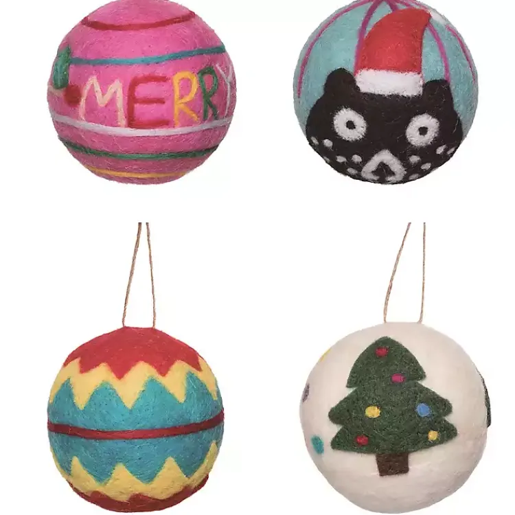 Best Colorful Tufted Christmas Tree Ornaments, Set of 4 Christmas Ornaments