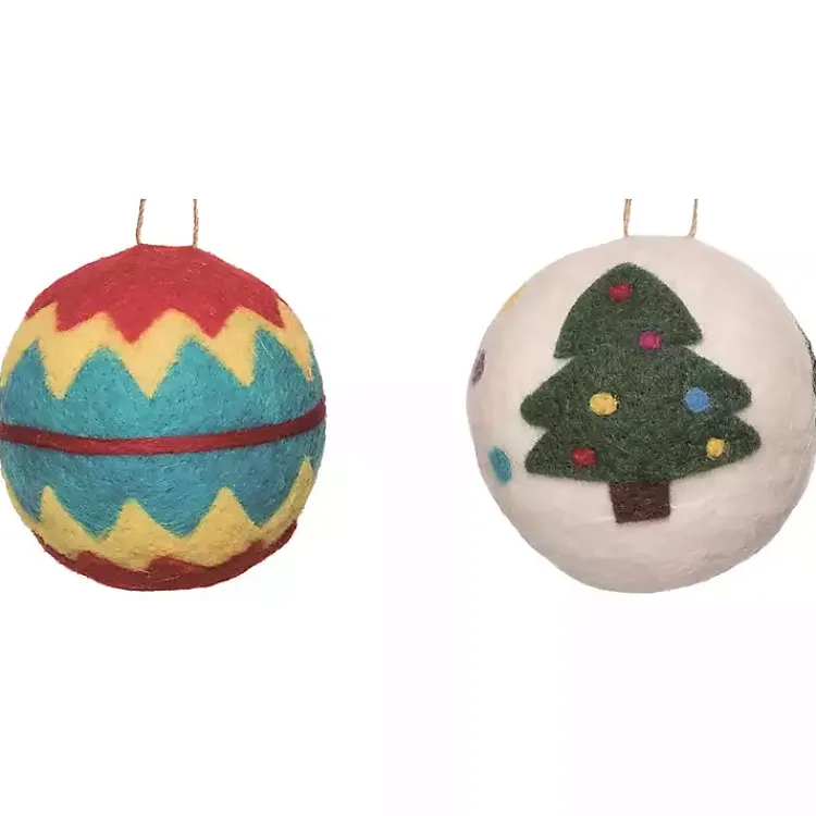 Best Colorful Tufted Christmas Tree Ornaments, Set of 4 Christmas Ornaments