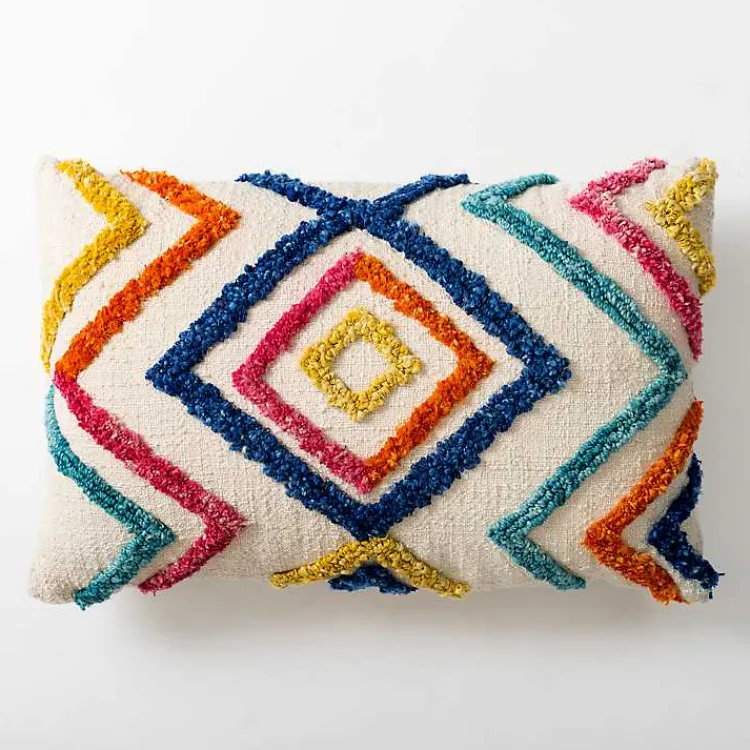 Kirklands Home Outdoor Cushions & Pillows|Colorful Tufted Diamond Outdoor Lumbar Pillow Multi
