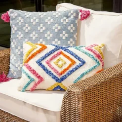 Kirklands Home Outdoor Cushions & Pillows|Colorful Tufted Diamond Outdoor Lumbar Pillow Multi