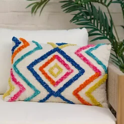 Kirklands Home Outdoor Cushions & Pillows|Colorful Tufted Diamond Outdoor Lumbar Pillow Multi