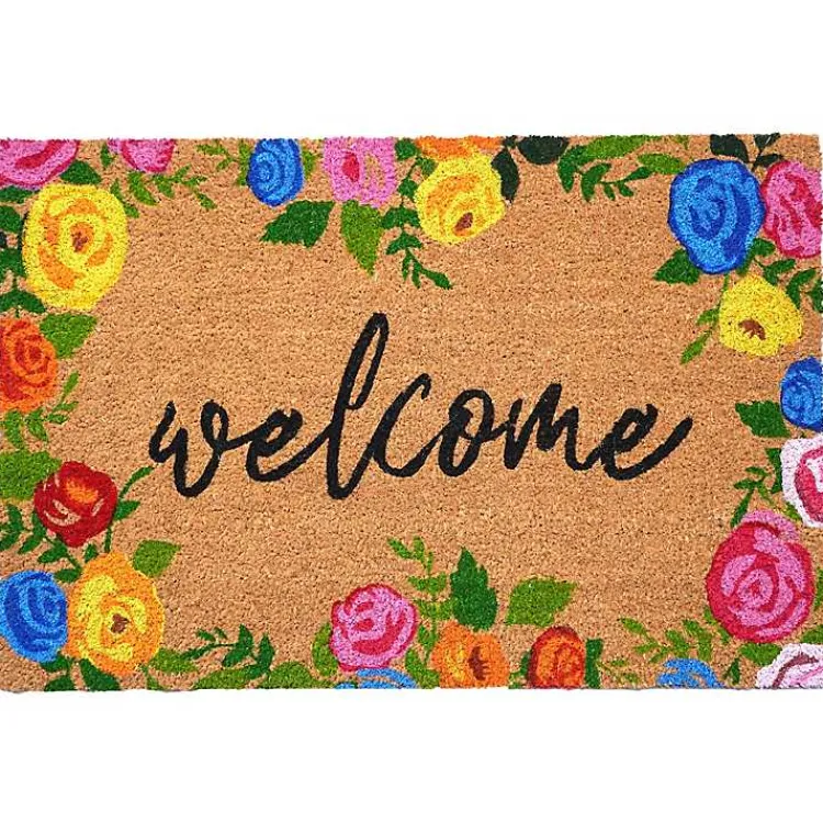 Kirklands Home Doormats|Colorful Welcome Roses Doormat Multi