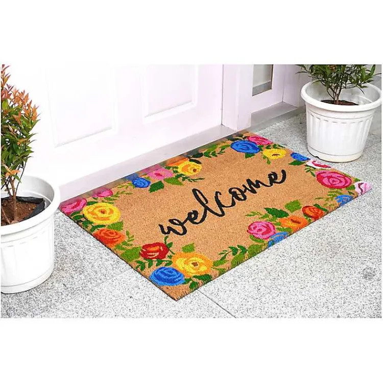 Kirklands Home Doormats|Colorful Welcome Roses Doormat Multi